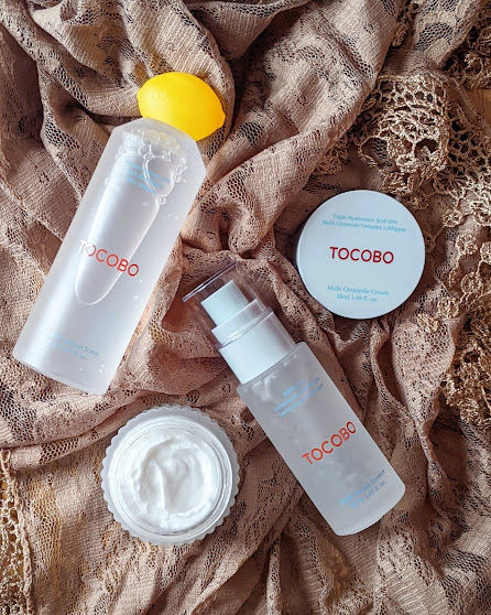 Tocobo lemon toner, bifida essence and ceramide cream