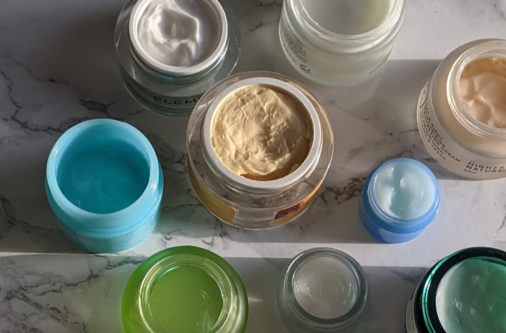 Jars of skincare products